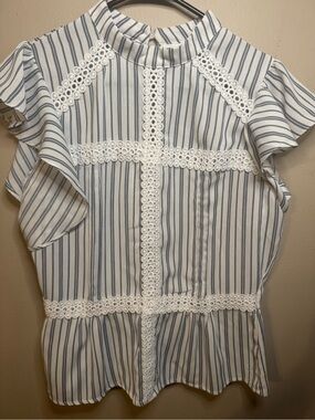 7th Avenue Design Studio Striped Top - Blue & White